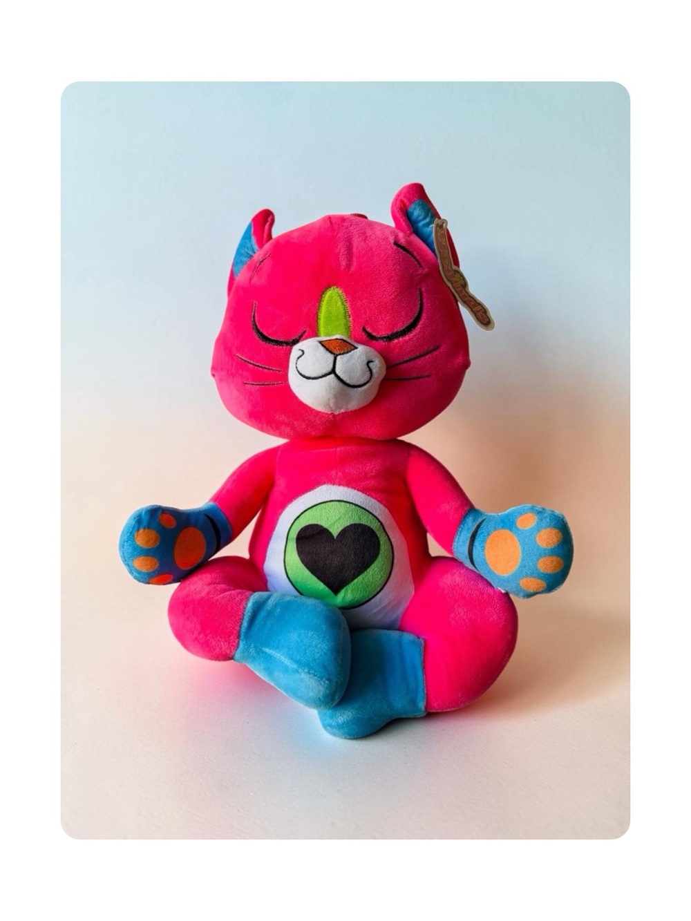 ★ Vintage Goodstuff Large Yogimals 16" Pink Sleeping Love Meditation Cat Plush ★